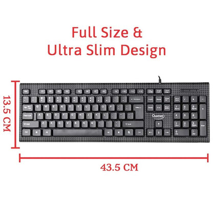 Quantum QHM-7406 Full-Sized Wired USB Keyboard with (Ã¢â€šÂ¹) Rupee Symbol, Hotkeys and 3-pieces LED function for Desktop/Laptop/SmartTV (Black)