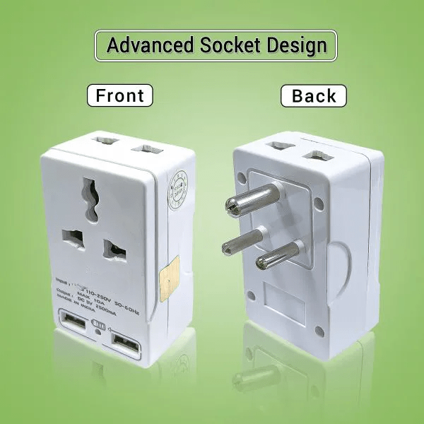 Spike 2+2 Mulktipurpose Conversion Plug | 10 Amp Socket With USB port | Heavy Duty Multi Plug Extension Cord for Office, Home