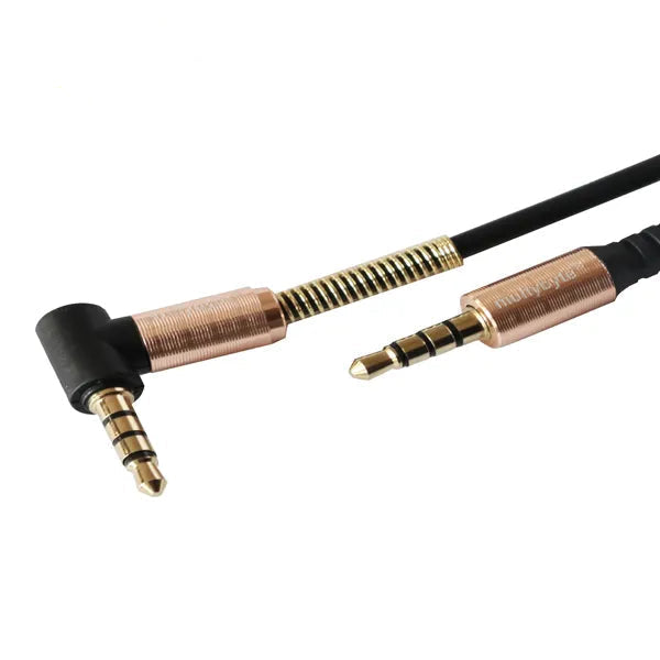Stereo AUX Cable 90° Right Angle | 24K Gold Plated 3.5mm Male to Male | Hi-Fi Audio | 1.5m