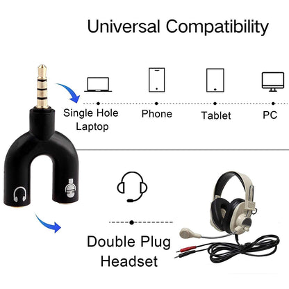 Sterio (Male) To 2 Female Aux (Cable) Convertor Extender Jointer for Amplifiers, Subwoofers, Speaker Cables, AV receivers, CD players (U-Shape)