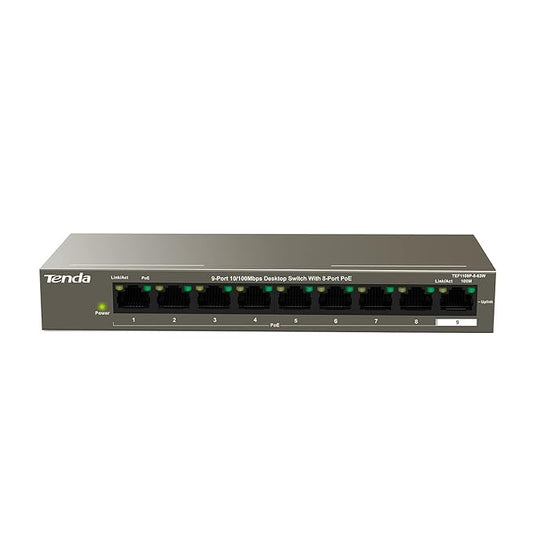 Tenda (TEF1109P-8-63W), 9-Port 10/100Mbps Desktop Switch With 8-Port PoE