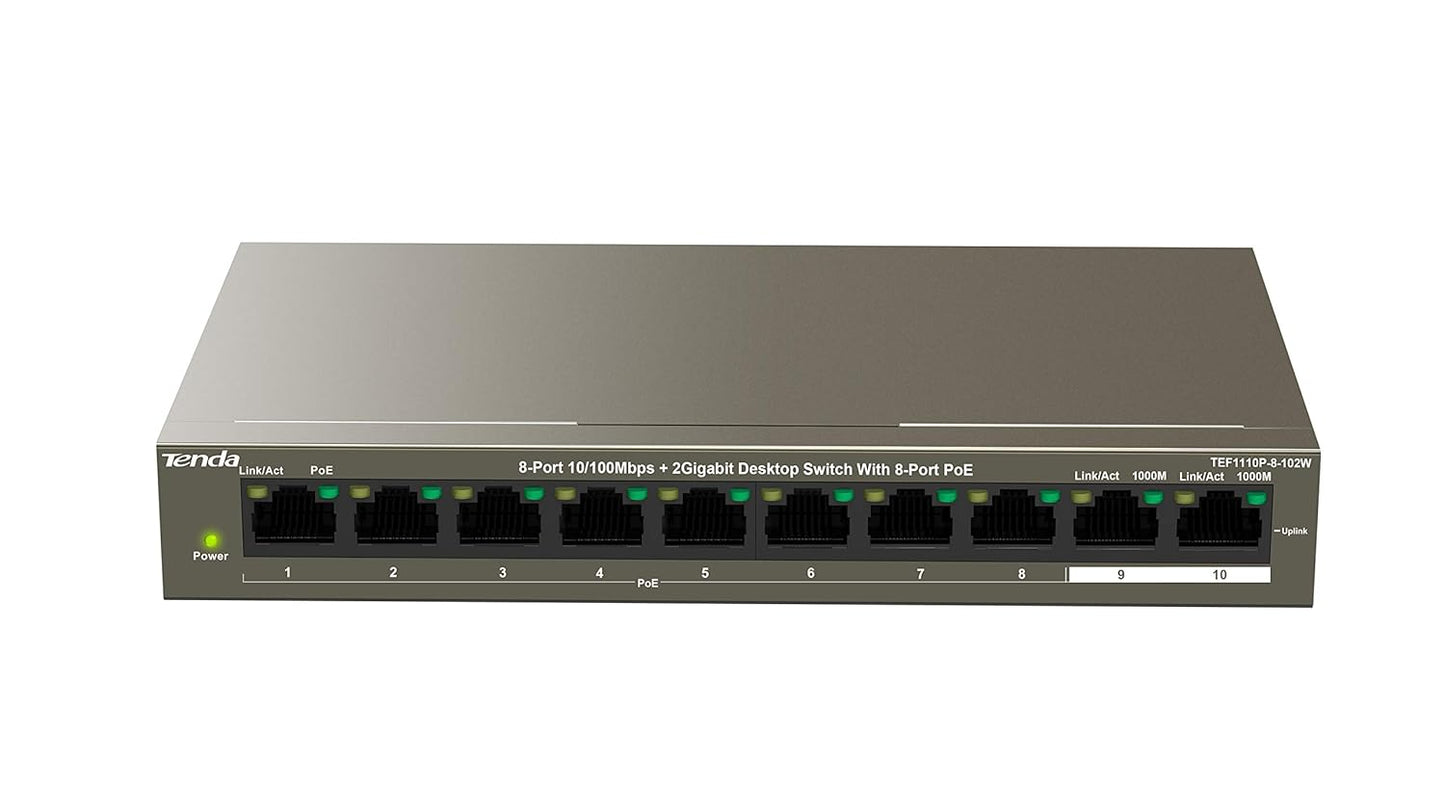 Tenda TEF1110P-8-63W 10 Ports PoE Switch (Grey)