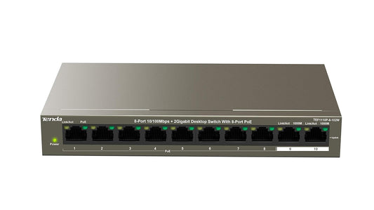 Tenda TEF1110P-8-63W 10 Ports PoE Switch (Grey)