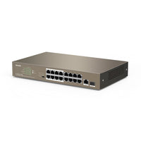 Tenda (TEF1118P-16), 16 FE ports+2 GE+1 SFP port PoE Network Switch