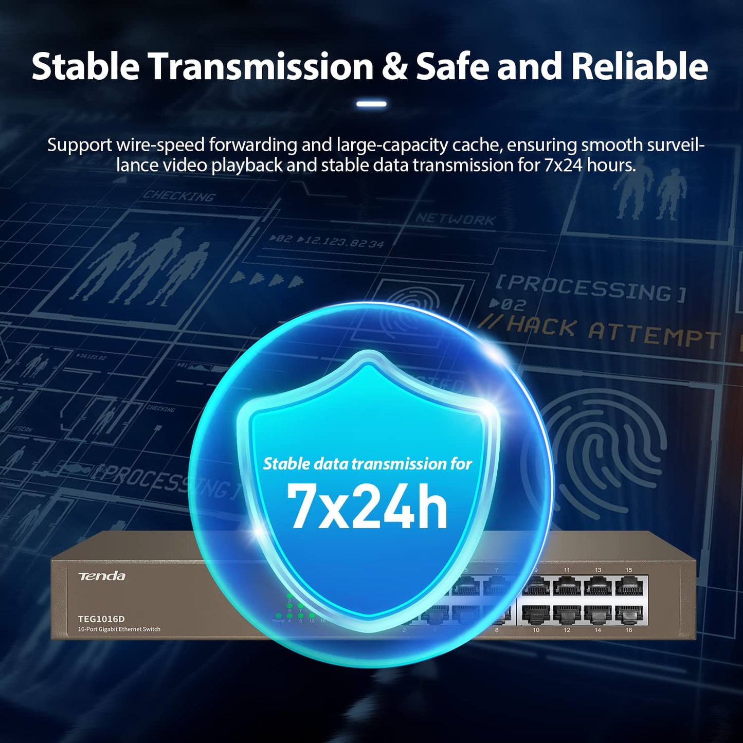 Tenda TEG1016D 16-Port Gigabit Unmanaged 16-Port Ethernet Switch (Grey)