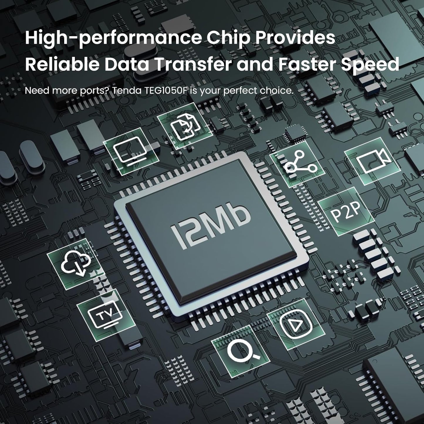 Tenda (TEG1050F) 50-Port Unmanaged Gigabit Ethernet Switch, Ethernet Splitter ,48 Giga+ 2SFP Ports,Plug & Play,Desktop/Wall-Mount