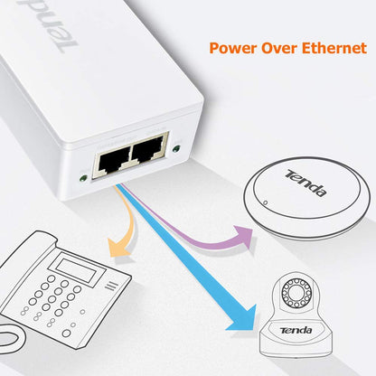 TENDA-PoE30G-AT Gigabit PoE Injector 30W Output Power,Compliant with IEEE 802.3af/at Standard,Power Distance Extension of up to 100 Meters ,Plug and Play