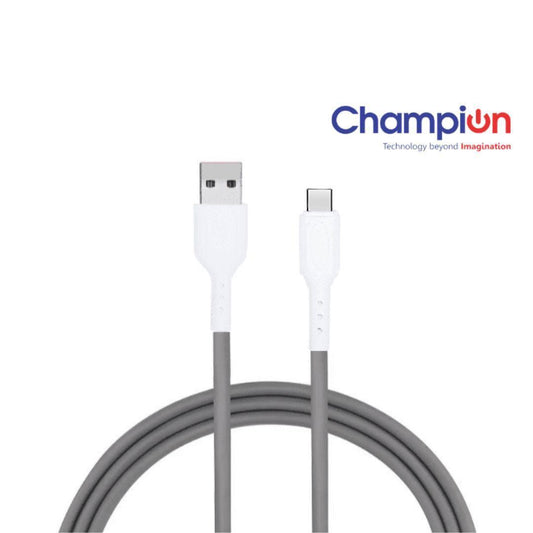 Champion USB to Type C 3Amp Data Sync & Charging Cable TPE for all Android & USB Type C Devices (Grey)