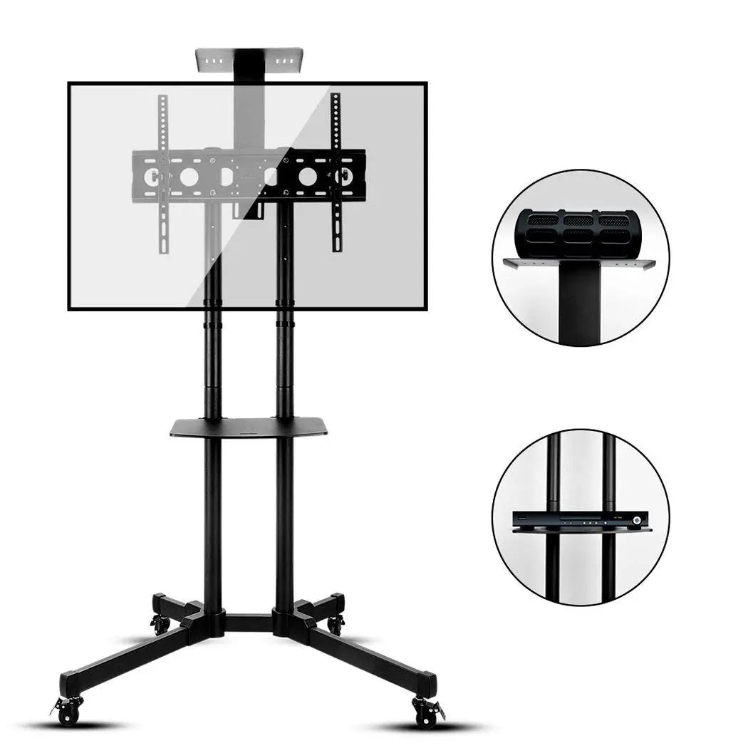 TV Cart Stand 32-70 Inch (81.28-177.8)cm with Shelf Holds ,Adjustable Trolley with Wheels