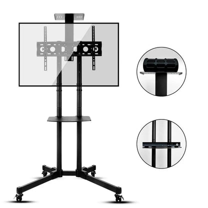 TV Cart Stand 32-70 Inch (81.28-177.8)cm with Shelf Holds ,Adjustable Trolley with Wheels