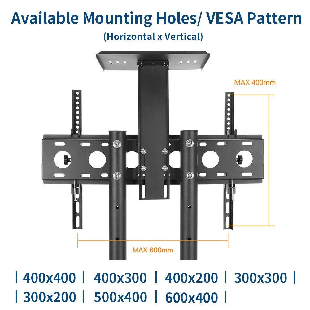 TV Cart Stand 32-70 Inch (81.28-177.8)cm with Shelf Holds ,Adjustable Trolley with Wheels