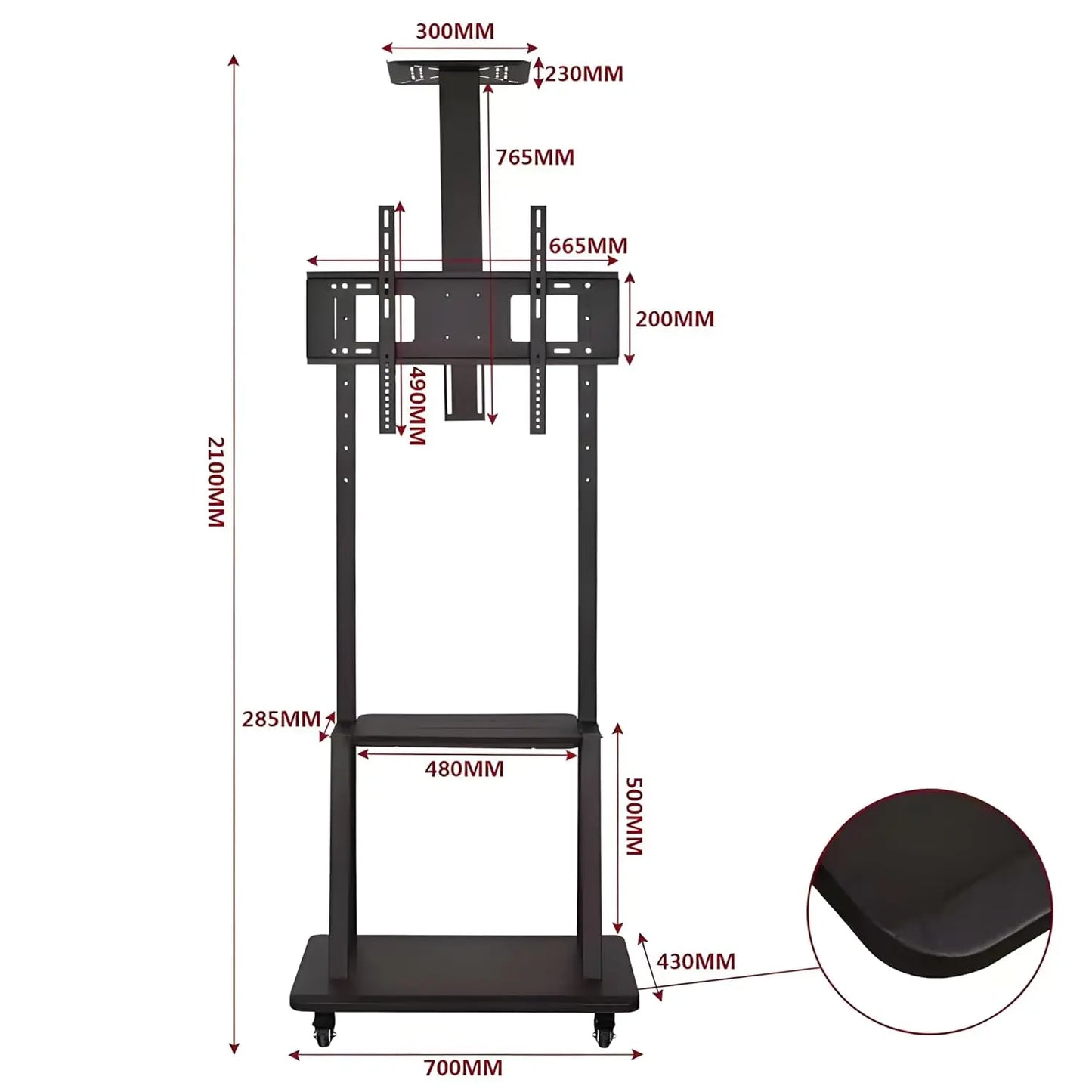 Interactive Panel Stand Full Motion Swivel Floor Stand TV Trolley with Brackets for 32" inch (81.28cm) to 70" (177.8cm) LED, LCD, Plasma