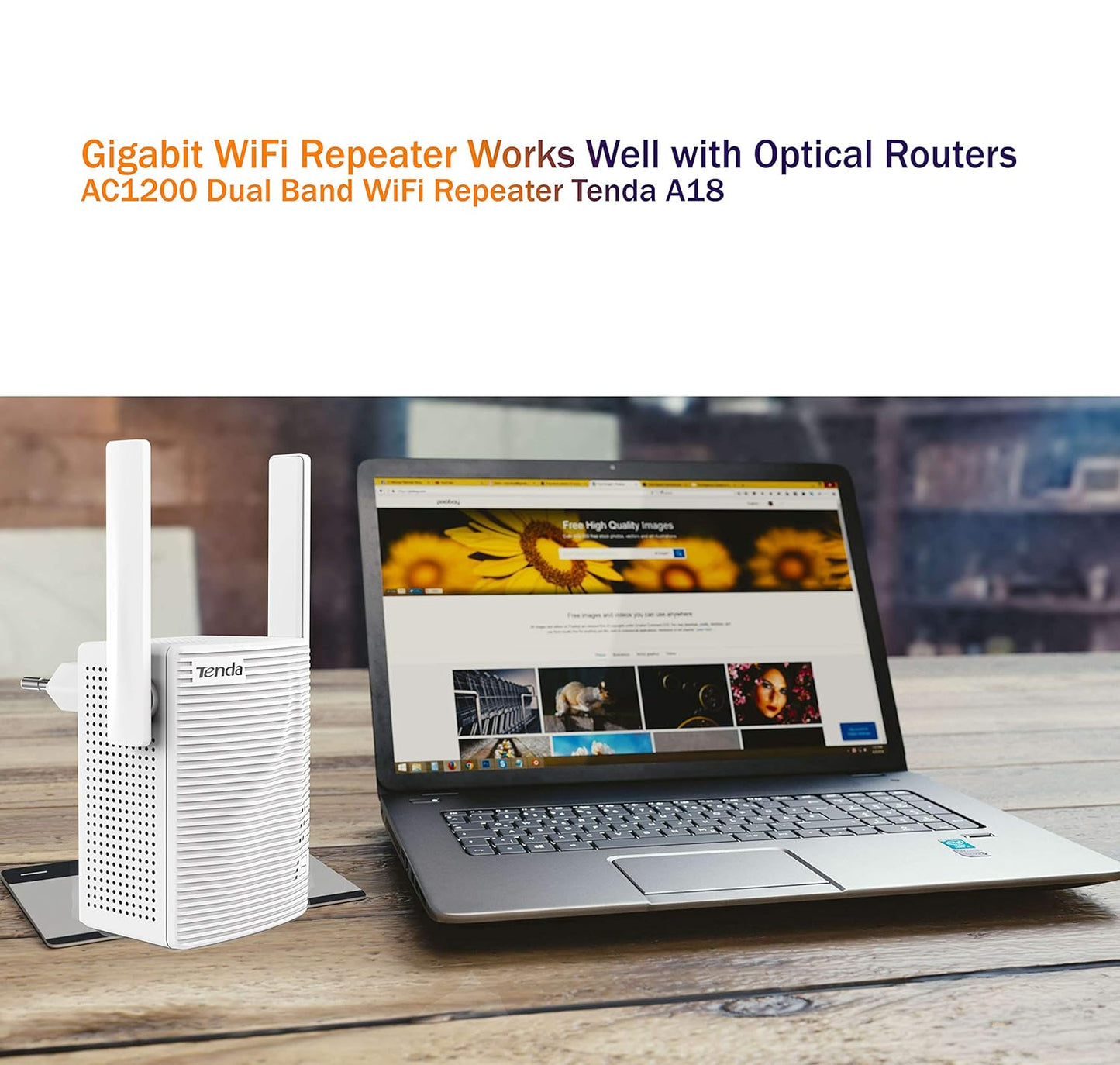 Tenda A18 AC1200 Gigabit WiFi Range Extender LAN Port, Dual Band , ( white)