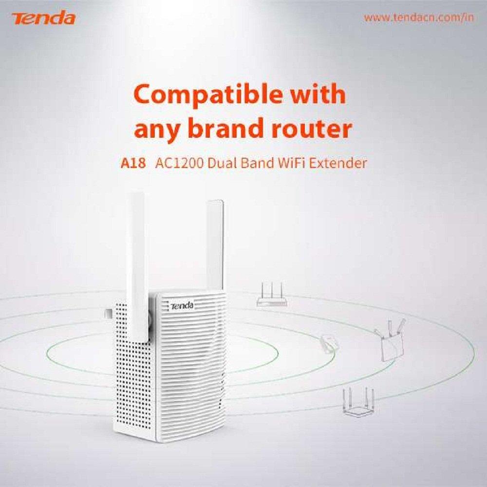 Tenda A18 AC1200 Gigabit WiFi Range Extender LAN Port, Dual Band , ( white)