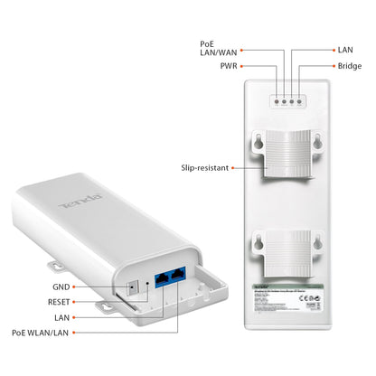 Tenda O3 2.4GHz N150 Long Range Outdoor CPE | 5km+ Wireless Bridge | 12dBi Antenna | PoE, AP/Station/Repeater/Router | 6KV Lightning Protection