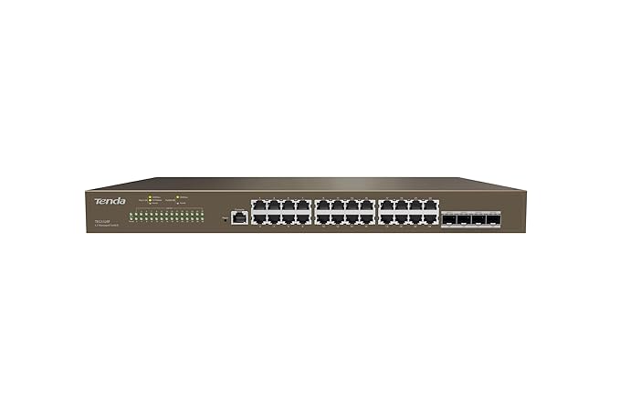 Tenda TEG5328F 24-Port L3 Managed Gigabit Switch with 4 SFP Ports, Rack Mountable, Smart Ethernet Switch with Flexible DHCP/ LACP/ VLAN/ ARP/ MAC/ ACL/ QoS/ IGMP