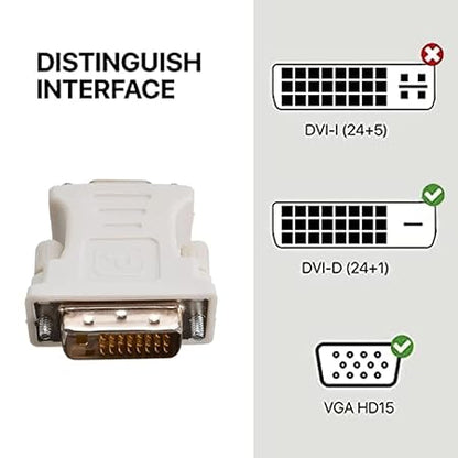 DVI 24 +1 Pin DVI to VGA Male to Female Video Converter Adapter Compatible with PC Laptop for Graphics Cards, Computer, HDTV, Monitor
