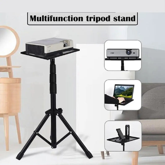 Projector Tripod Stand 15KG Load Capacity | Adjustable Height Laptop & Projector Stand with Tray | Foldable Heavy Duty Stand