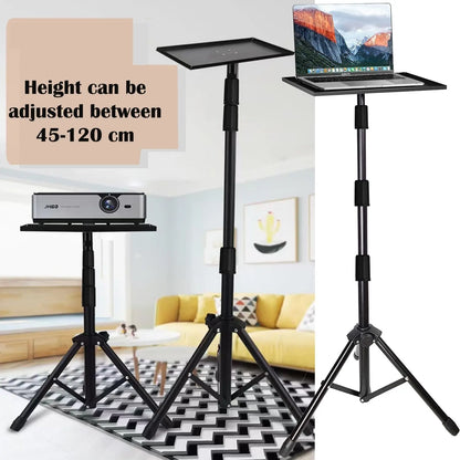 Projector Tripod Stand 15KG Load Capacity | Adjustable Height Laptop & Projector Stand with Tray | Foldable Heavy Duty Stand
