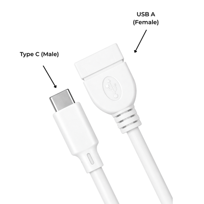 Champion Type C Male to USB 3.0 Female OTG Data Cable For Transfer Charging and Sync Data - Black/ White