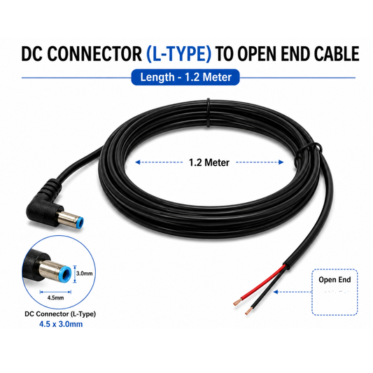 DC Cable Wire 4.5 x 3.0mm L-Shape for HP Laptop Adapter 1.2m Replacement Power Charging Cable