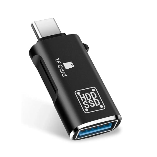 2-in-1 Type-C OTG Adapter with USB-A Female & TF Card Reader – 5Gbps USB-C to USB + MicroSD Card Adapter for Laptop, PC & Smartphones