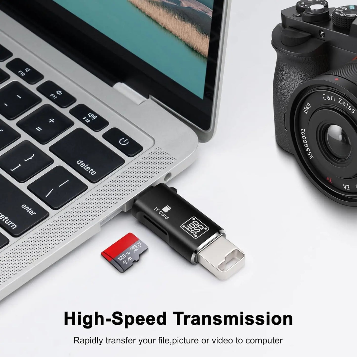 2-in-1 Type-C OTG Adapter with USB-A Female & TF Card Reader – 5Gbps USB-C to USB + MicroSD Card Adapter for Laptop, PC & Smartphones