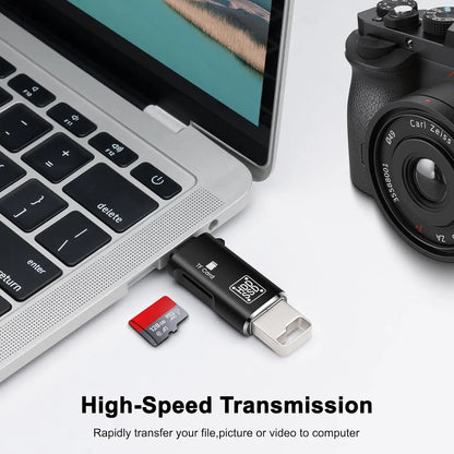 2-in-1 Type-C OTG Adapter with USB-A Female & TF Card Reader – 5Gbps USB-C to USB + MicroSD Card Adapter for Laptop, PC & Smartphones