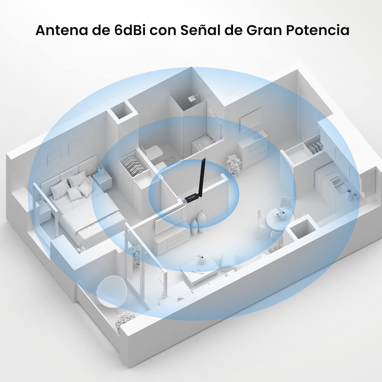 Tenda U10 AC650Mbps Dual-Band WiFi Dongle, Wireless USB Adapter, 6dBi Internal Antenna, (Black)