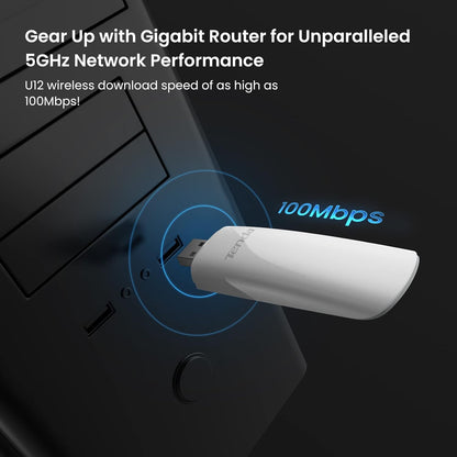 Tenda U12 AC1300 Dual-Band Wireless Wi-Fi USB Adapter (White)
