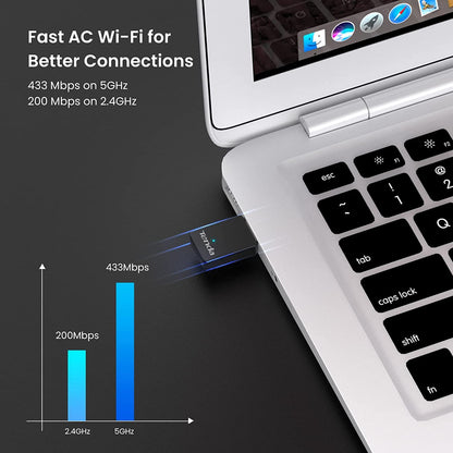 Tenda U9 AC650 Dual Band Wireless USB Adapter(Black)