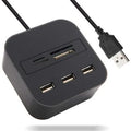 USB 2.0 Hub and All-in-One Card Reader | High-Speed Media Streaming Device | Multi-OS Compatible
