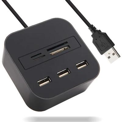 USB 2.0 Hub and All-in-One Card Reader | High-Speed Media Streaming Device | Multi-OS Compatible