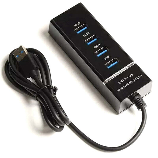 USB 3.0 Hub with 4 Ports, Hi-Speed Data Transfer, LED Indication, DC 5V Power Jack & Fuse Protection For Multi Device Connection, Plug Play Usage