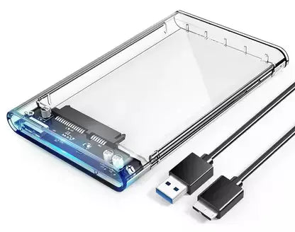USB 3.0 Transparent Glass Laptop Casing 6.5cm (2.5 Inch) HDD/SSD Enclosure Case Cover SATA