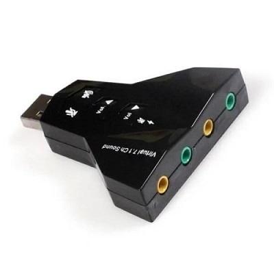 USB Sound 7.1Ch Jet | External Sound Card with Dual Stereo Output & Mic Input, Volume Control (Black)