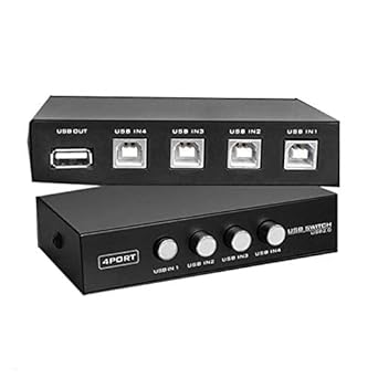 USB 2.0 4-Port Switch Box for 4 PC Share 1 USB Device for PC, Printer, Scanner, Camera, Keyboard