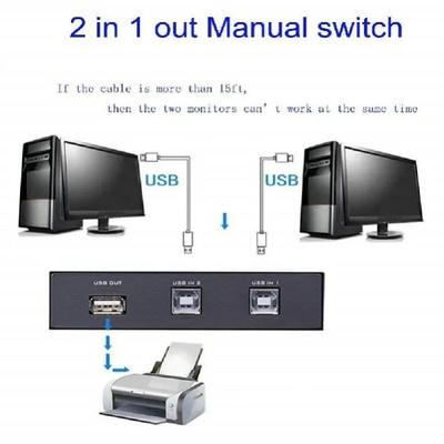 USB Switch 2 Port Sharing Switcher Adapter Hub for 2PC Share 1 USB Device