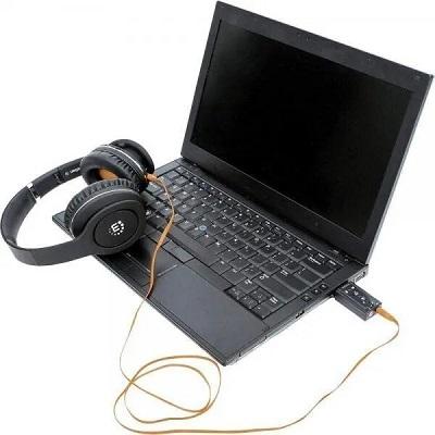 USB to 3.5mm Jack Audio Adapter | 7.1 External USB Sound Card for PC, Headphones & Microphone (Black)