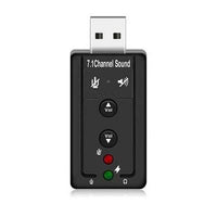 USB to 3.5mm Jack Audio Adapter | 7.1 External USB Sound Card for PC, Headphones & Microphone (Black)