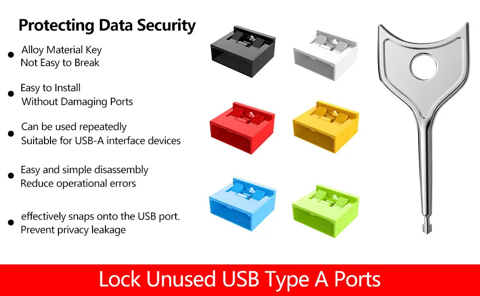 USB Port Blockers with Key | Protection Locks for Laptops, PCs, Gaming Devices & Tamper Protection