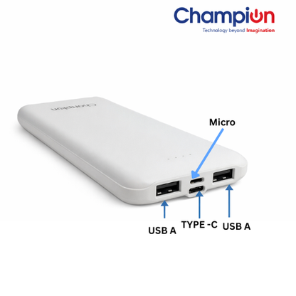 Champion Power Bank 10000mAh High Capacity Portable Charger with Fast Charging