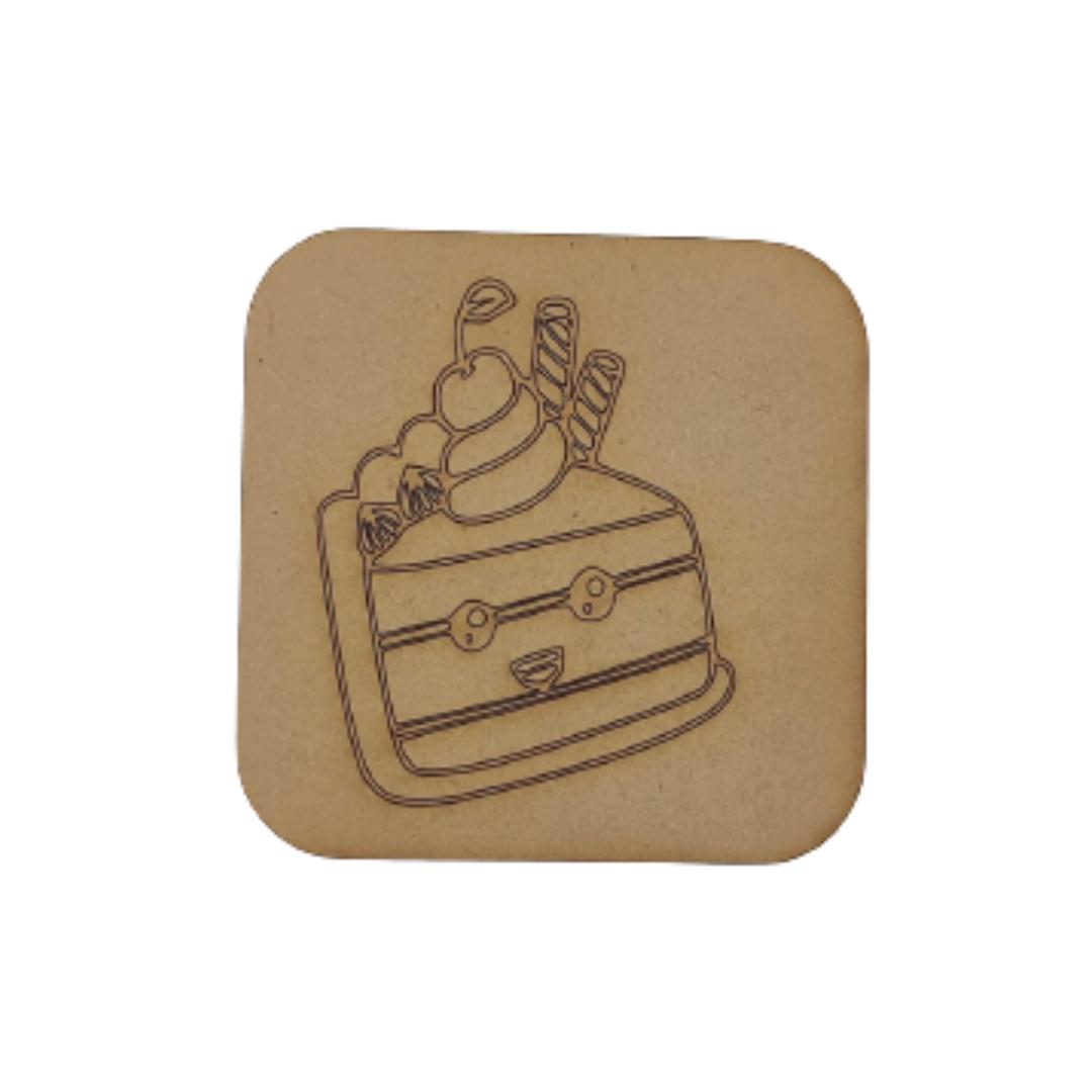 Pre Marked MDF Wooden Coaster For DIY Painting 3mm Thickness (10.16 X 10.16)cm 4X4 Inch (Pack of 6) Candy Cake