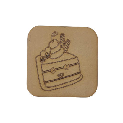 Pre Marked MDF Wooden Coaster For DIY Painting 3mm Thickness (10.16 X 10.16)cm 4X4 Inch (Pack of 6) Candy Cake