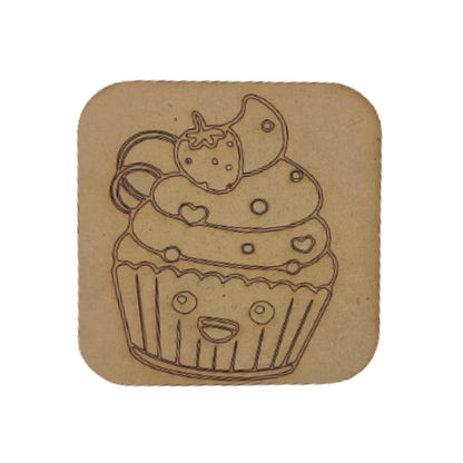 Pre Marked MDF Wooden Coaster For DIY Painting 3mm Thickness (10.16 X 10.16)cm 4X4 Inch (Pack of 6) Candy Cake