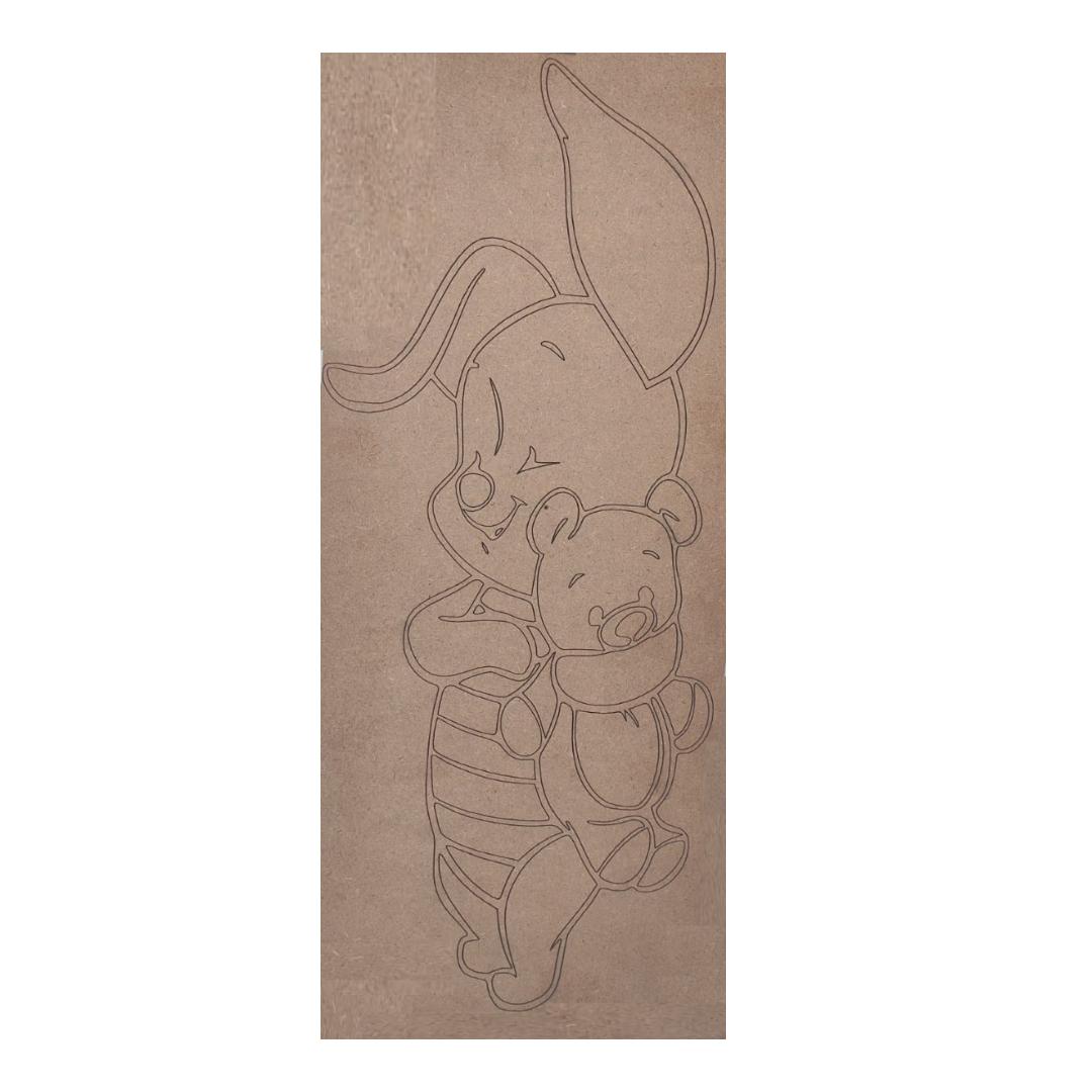 Pre Marked MDF Wooden Wall Hanging For DIY Painting Cutout 4mm Thickness (18 X 8" in) Wennie the Pooh