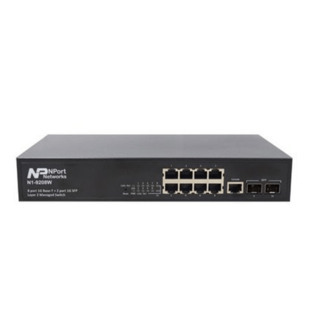 NPORT N1-9208W is a High-performance L2 Managed Gigabit 8-Port 10/100/1000Mbps RJ-45 & 2-Port 100/1000mbps SFP L2 Management Switch.