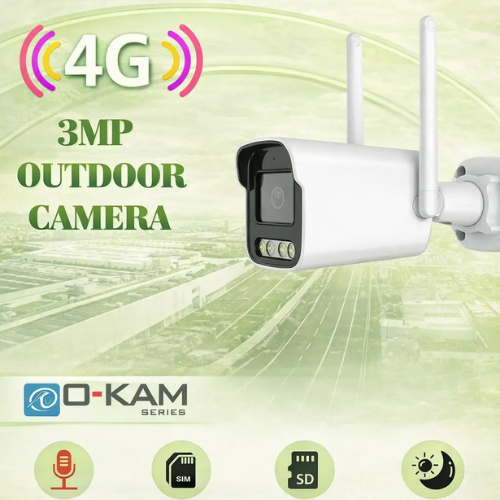 Bullet Security Camera 4G 3MP with Two Way Audio, Dual Light Color Night Vision & SIM Support