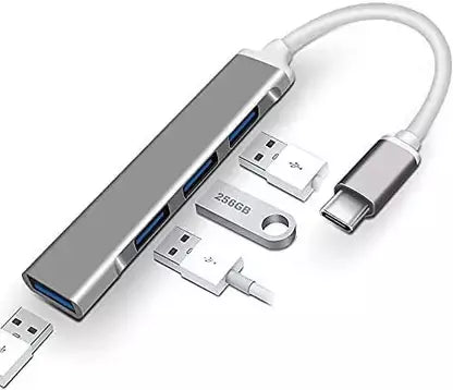 Usb Hub 3.0 Slim 4 Port (Metal Body) | High Speed USB Hub with Aluminium Shell, Compatible for PC, MacBook, Mac Pro, Mac Mini
