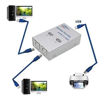 Usb Switch 1X2 Auto | 3 in 1 (1) 2 Ports Auto Printer Sharing Switch Hub Box